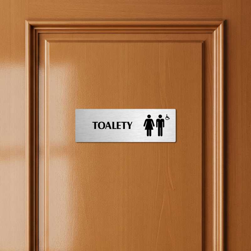 Toalety společné invalida, 200x66mm, stříbrná popiska s rámečkem